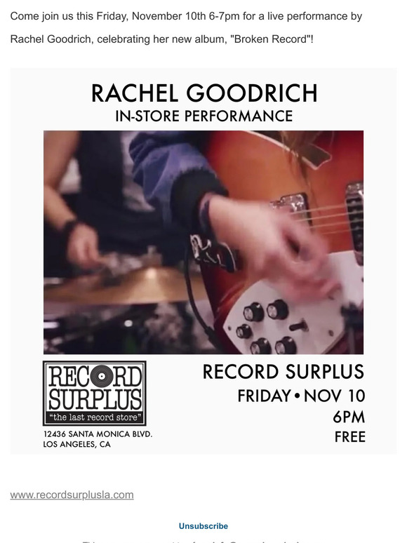 Rachel Goodrich LIVE in store THIS FRIDAY