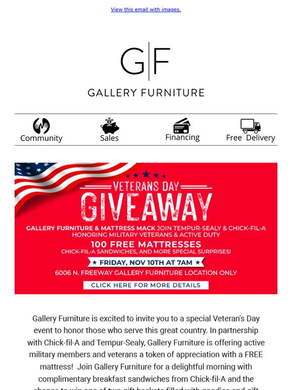Gallery Furniture Celebrate Veterans Day with Gallery Furniture