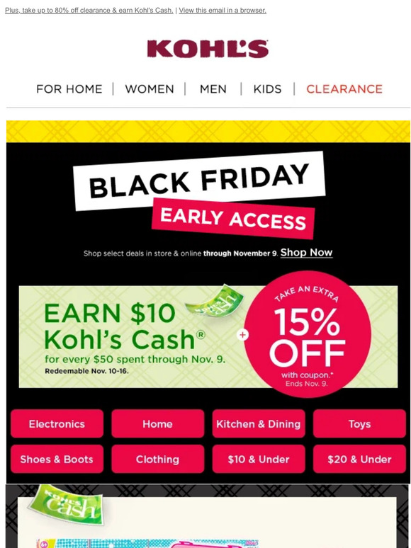 Take 15% off + earn Kohl's Cash  who's ready to shop? 🛍️ - Kohls