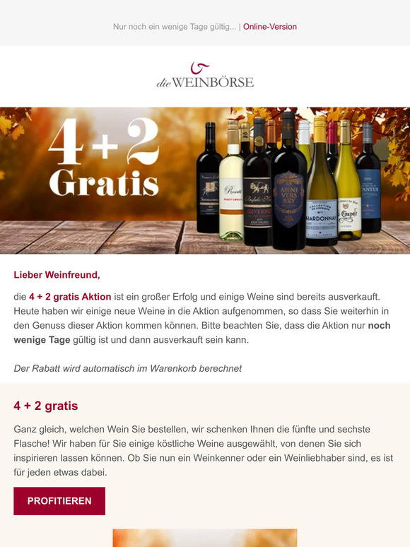 Neue Weine hinzugefügt! 4+2 gratis