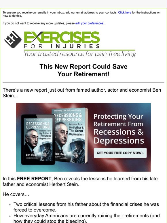 FREE Ben Stein Retirement Guide