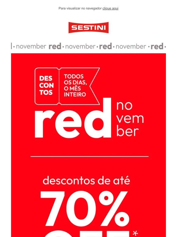 Aproveite a Red November até 70% OFF