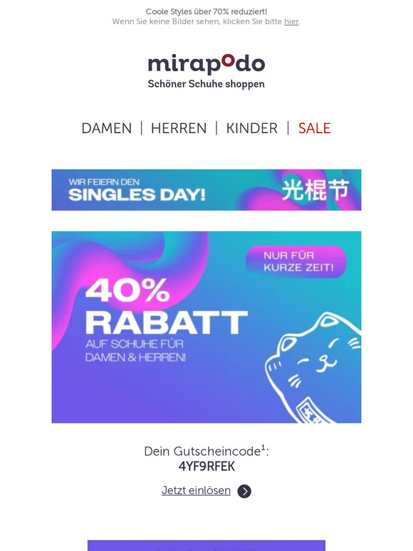 Die Rabatte werden heißer! 🔥 -40% auf Schuhe!