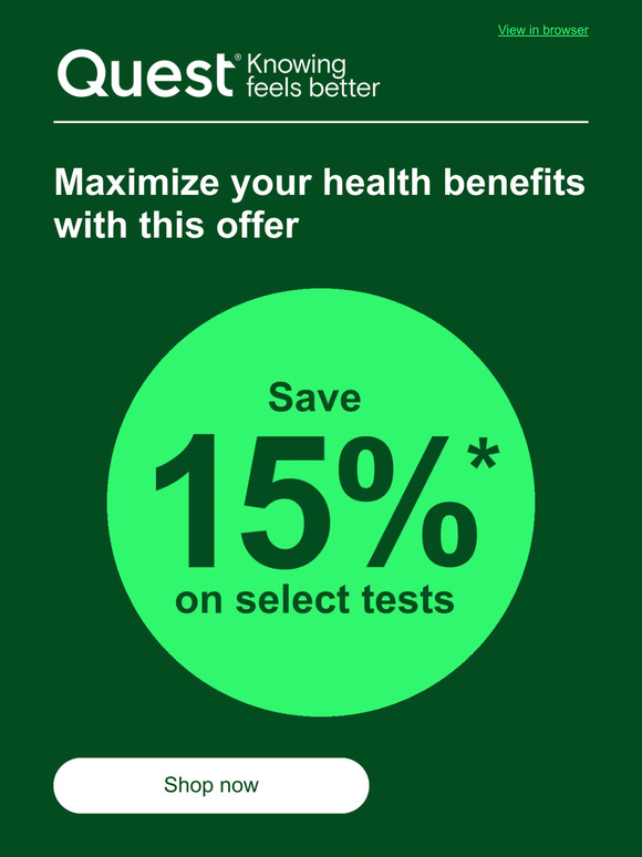 Quest: Save 15% on select lab tests | Milled