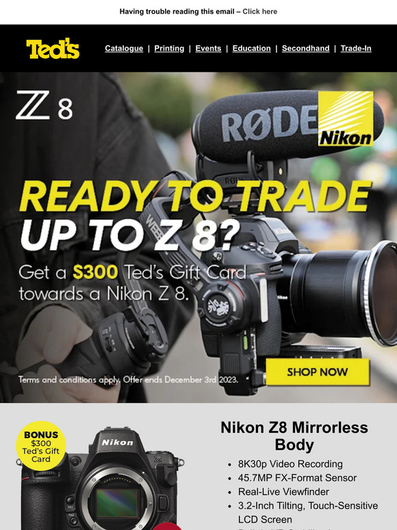Ted's Cameras 📸 Upgrade to the Nikon Z 8 📸 Milled