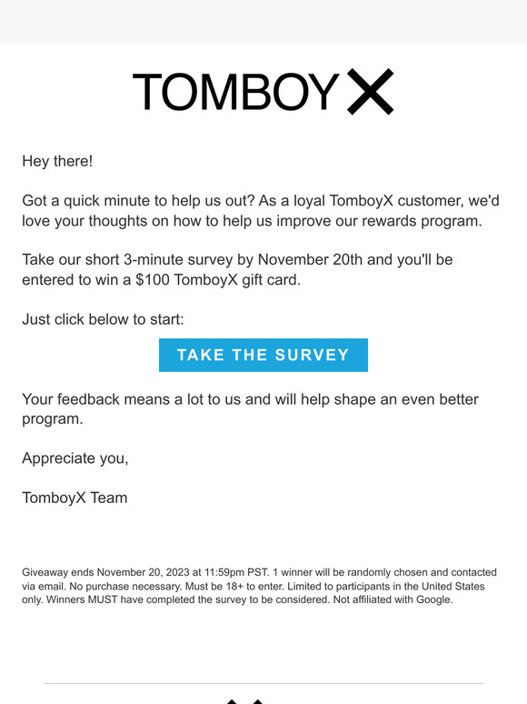 We want your opinion - take our rewards survey!