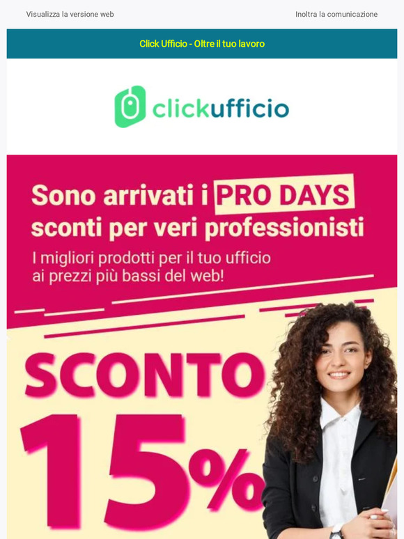 Sconto 15% sui migliori prodotti per l'ufficio!  Sono tornati i Pro Days!!