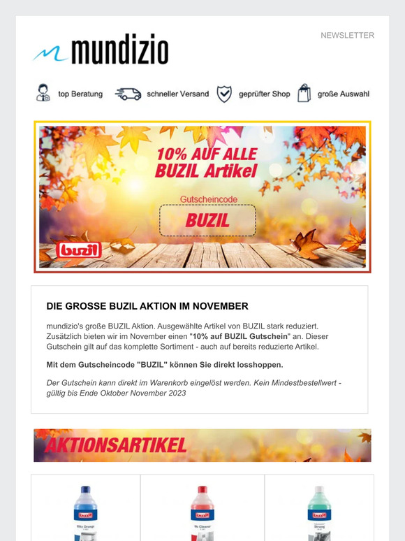 10% auf alle BUZIL Produkte