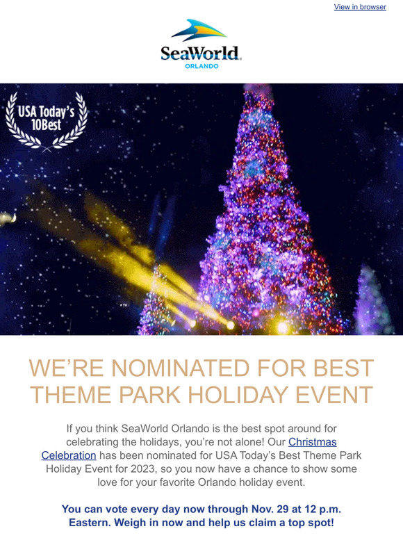 SeaWorld Parks We Need Your Vote for Best Theme Park Holiday Event
