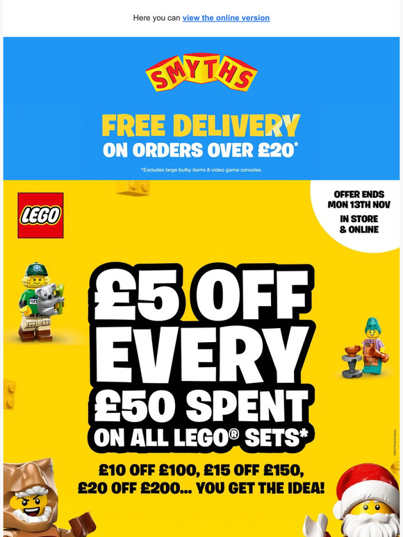 Smyths free cheap delivery