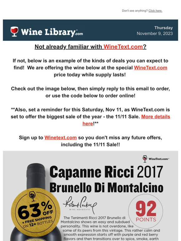 Did you see this WT offer? The 80 Brunello for 29.95