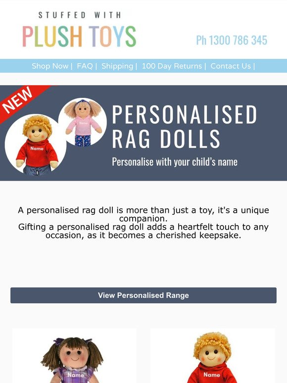 Personalised Rage dolls with your child's name