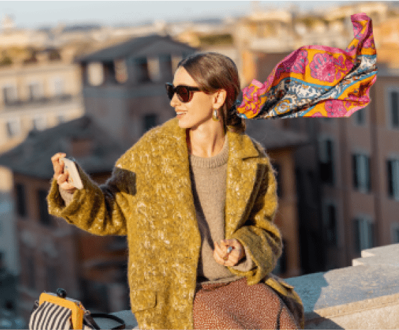 Woman taking selfie on rooftop