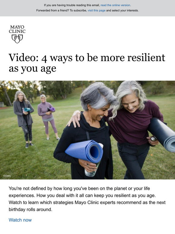 Mayo Clinic: Video: 4 ways to be more resilient as you age | Milled