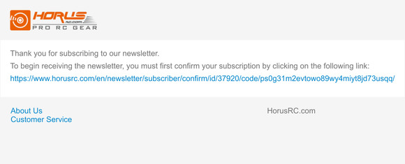 Newsletter subscription confirmation