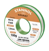 Stannol HS10-Fair spájkovací cín cievka Sn99,3Cu0,7 ROM1 100 g 1 mm