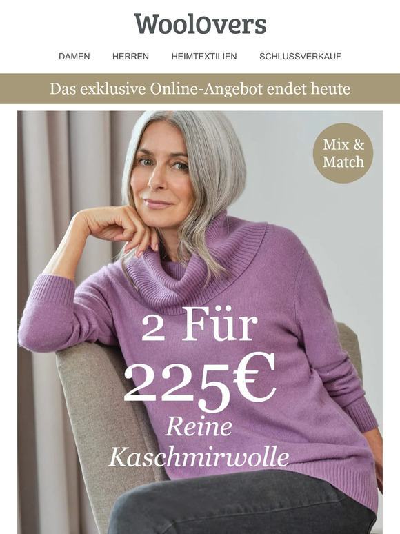 Endet heute Abend | 2 für 225€ reiner Kaschmir