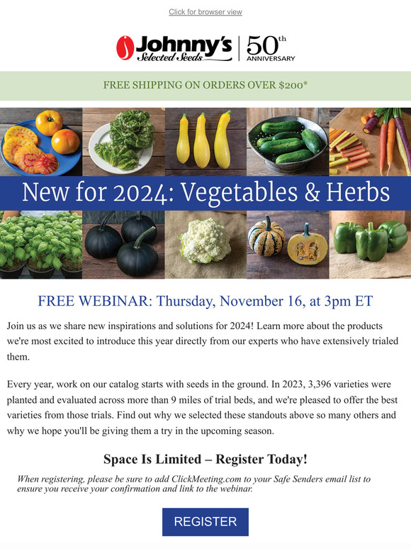 Free Webinar: Top New Vegetables & Herbs for 2024!