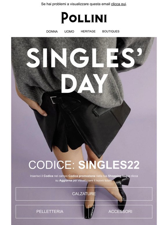 Singles' Day, special day: -22% sulla collezione Pollini