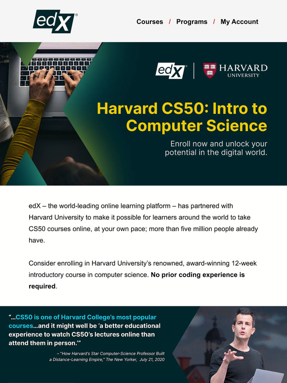 EdX: Access Harvard’s Famous CS50: Intro To Computer Science From ...