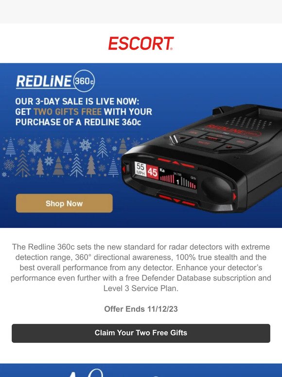 Our 3-Day Sale is Live Now: Get Two Gifts Free with Your Purchase of a Redline 360c