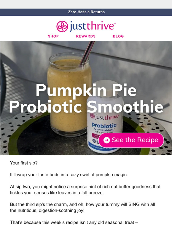 Pumpkin pie probiotic smoothie (recipe)