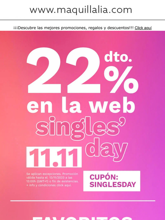 ¡Singles' Day! 💖 -22% en la Web