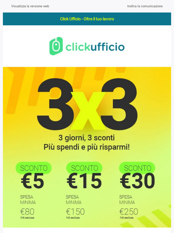 3x3 = sconto fino a € 30! Tre giorni di sconti ti aspettano!!!