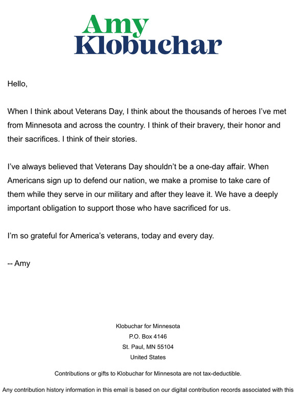 I’m grateful for America’s veterans, today and every day.