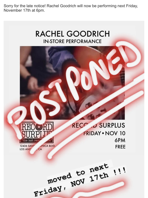 Rachel Goodrich performance POSTPONED