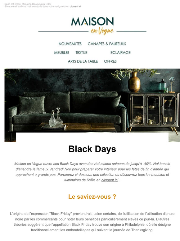 Black Days : jusqu'à 40% de remise