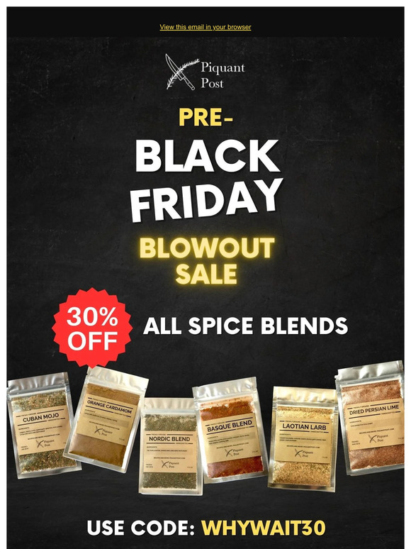 Pre-Black Friday Blowout Sale! 🎁 30% off all spice blends!