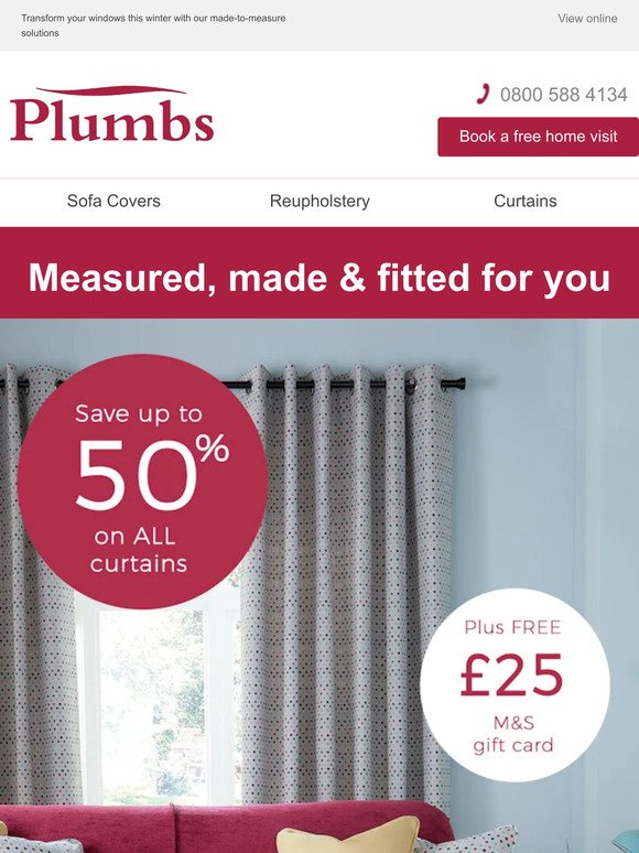 Don't miss up to 50% off all curtains!