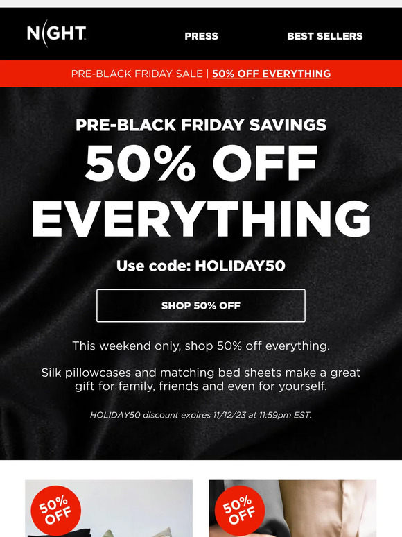 PRE-BLACK FRIDAY SALE: 50% OFF