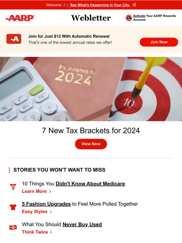 AARP Desktop/Mobile US —, 7 New Tax Brackets for 2024 Milled
