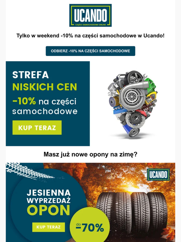 ⌛ Kod -10% na części samochodowe w Ucando 🚗