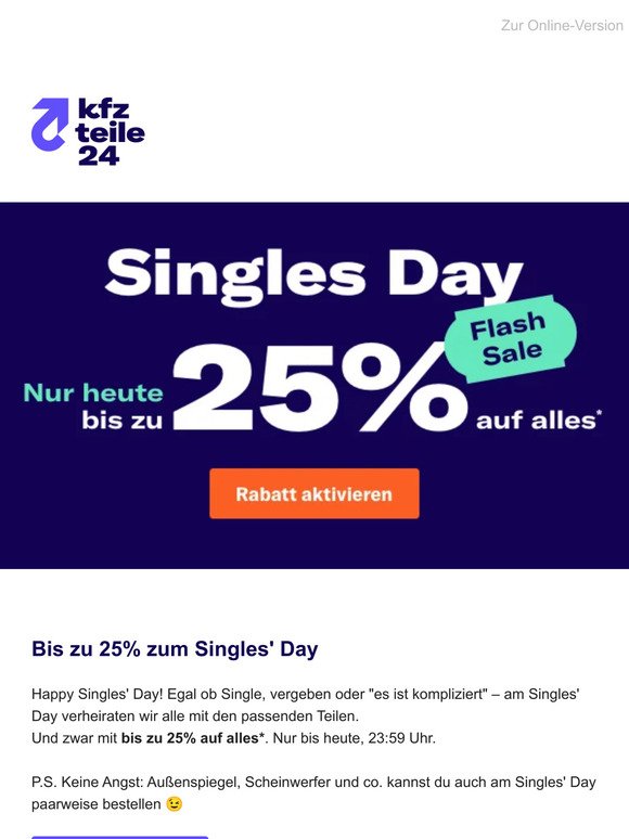 Singles Day! Heute sparst du bis zu 25%