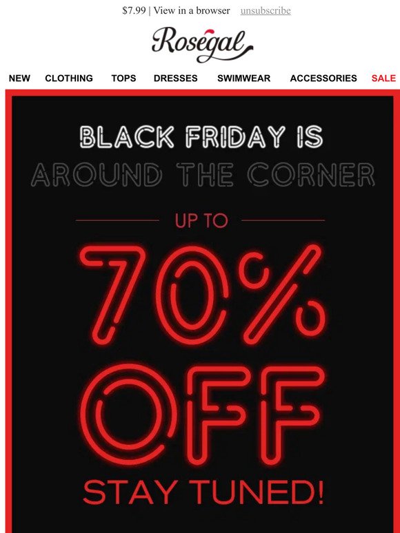 November 13th ~Black Friday Pre-Heat: Up to 70% Off