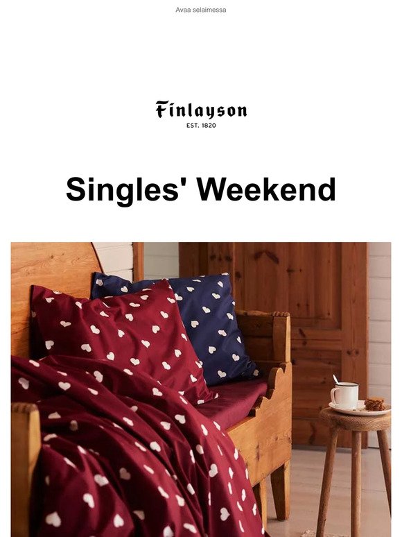 Kaikki tuotteet –30 % | Singles' Weekend!