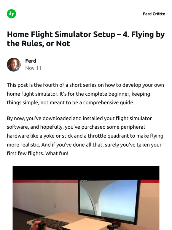 [New post] Home Flight Simulator Setup – 4. Flying by the Rules, or Not