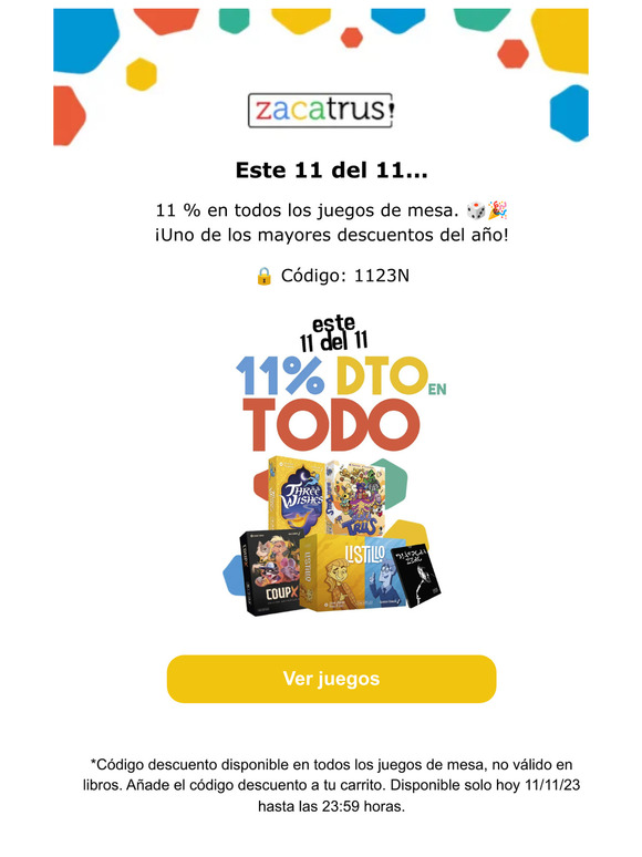 Este 11 del 11...  11 % en todos los juegos de mesa. 🎲🎉