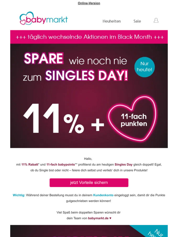 💕 11% + 11-fach Punkte zum Singles Day!