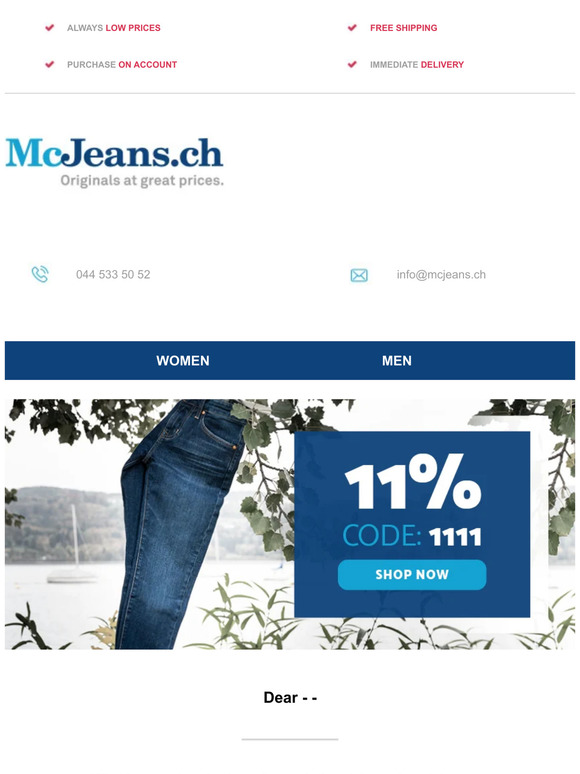 TODAY ONLY: 11% discount on everything! McJeans.ch – free shipping