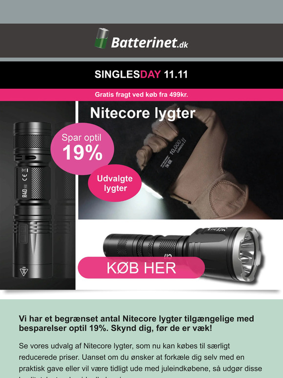 Spar optil 19% på Nitecore lommelygter
