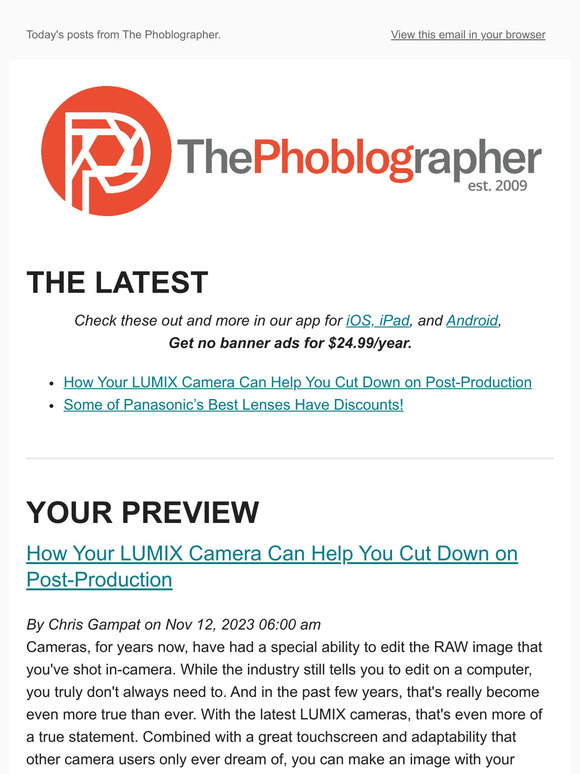 The Daily Phoblographer for 11/12/2023