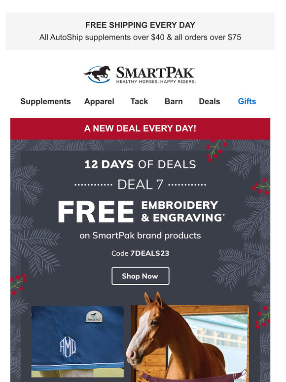 SmartPak Equine Deal 7 FREE Embroidery & Engraving Milled