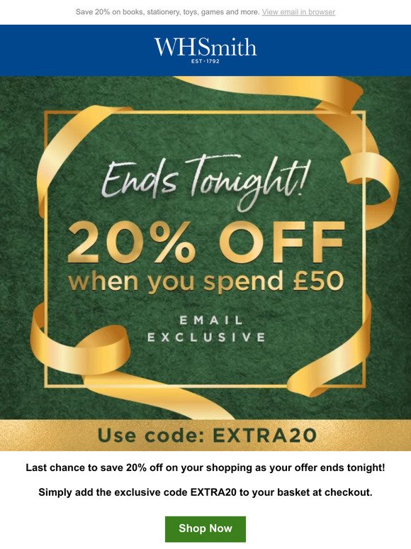 Hurry, 20% off ends tonight! 🌟