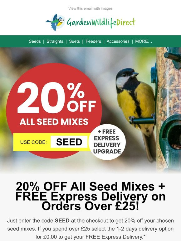 WOW! 20% OFF All Seed Mixes + FREE Express Delivery!