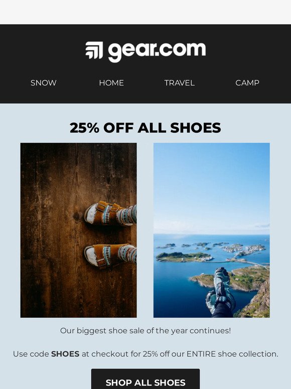25% Off Shoes Continues!
