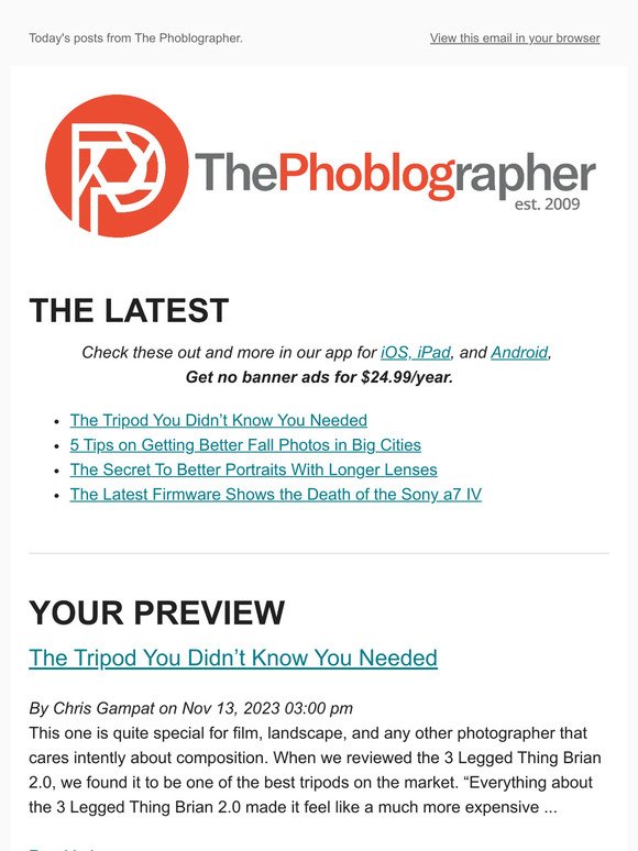 The Daily Phoblographer for 11/13/2023